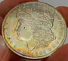 1884-O Morgan Dollar Gem BU Monster End Roll Rainbow Toned Dual Sides US Coin $1