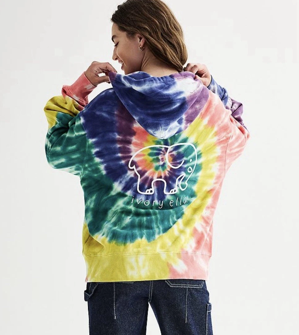 OFF WHITE NUOVA felpa con cappuccio avorio Ella arcobaleno tinta unita grande 100% cotone