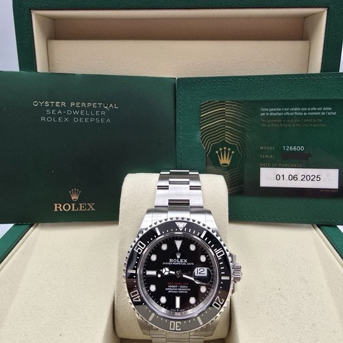2025 PAPERS Rolex Sea-Dweller Black Red Letters Stainless Steel 43mm 126600 BOX