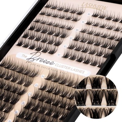 Wimpern Extension Kit, Cluster Wimpern, Einzelwimpern, DIY, 144 Stück, Lashview