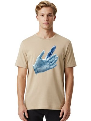 Hand-With-Feather-2 Mens Graphic Tee, 100% Cotton, Casual Summer Wear