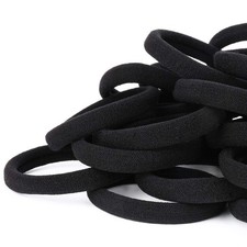 50PCS Black Hair Ties for Women, Cotton Seamless Hair Bands, Elastic Ponytail Ho