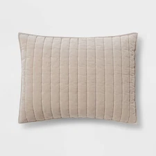 King Channel Stitch Velvet Quilt Sham Natural - Threshold: OEKO-TEX