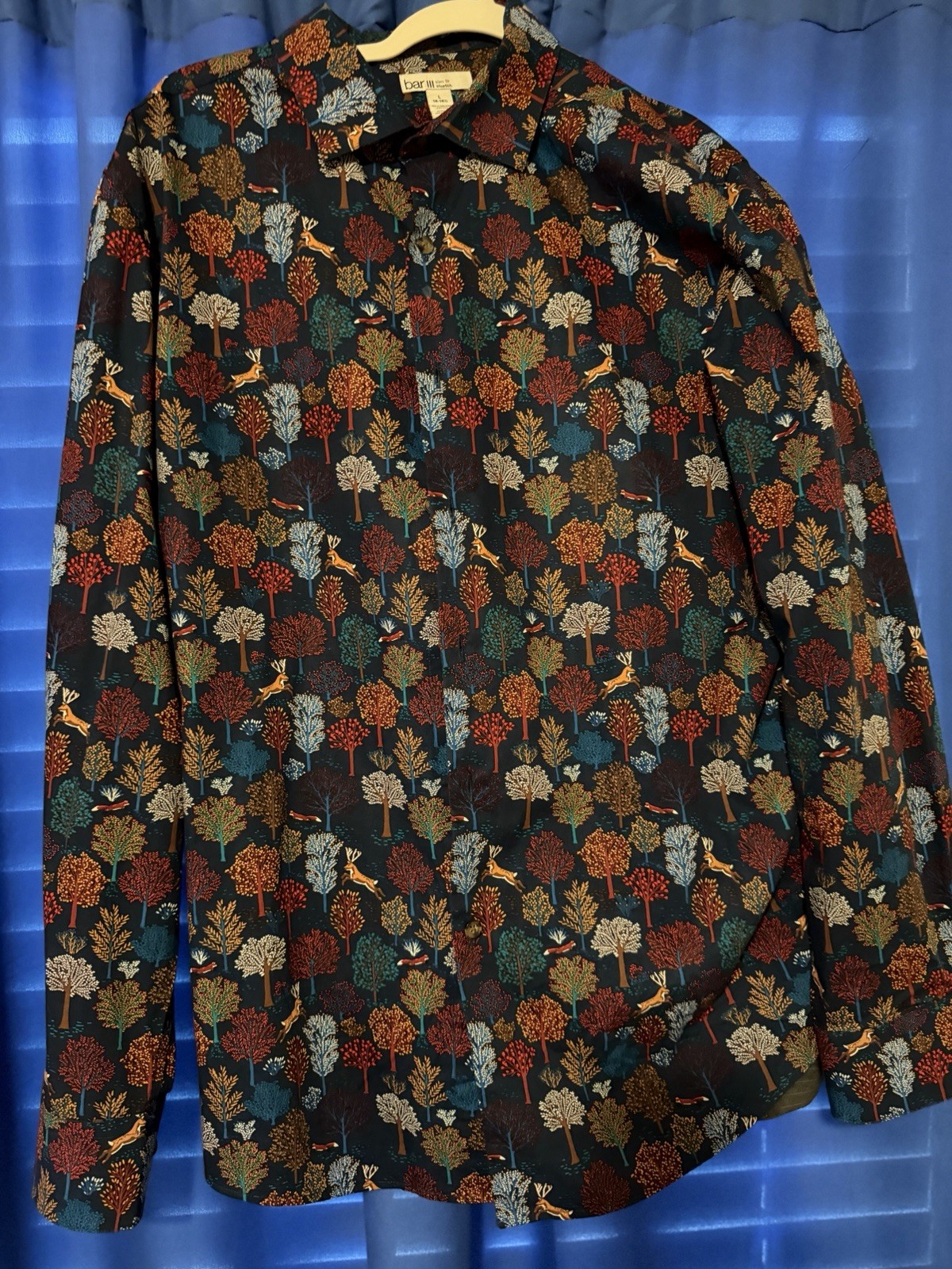 Murano Men's Large Multicolor Floral Cotton Long Sleeve Button-Up Shirt