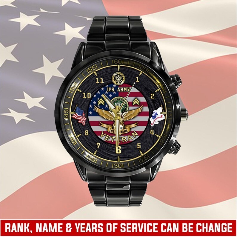 US Army Watch Personalized Name Always Remember Never Forget Dad Gift