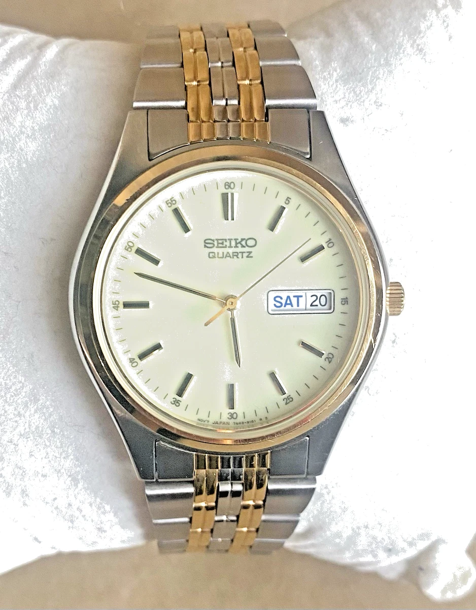 Reloj para hombre Seiko Spirit 7N43-9041 1994 esfera completa día fecha casi como nuevo funcionando