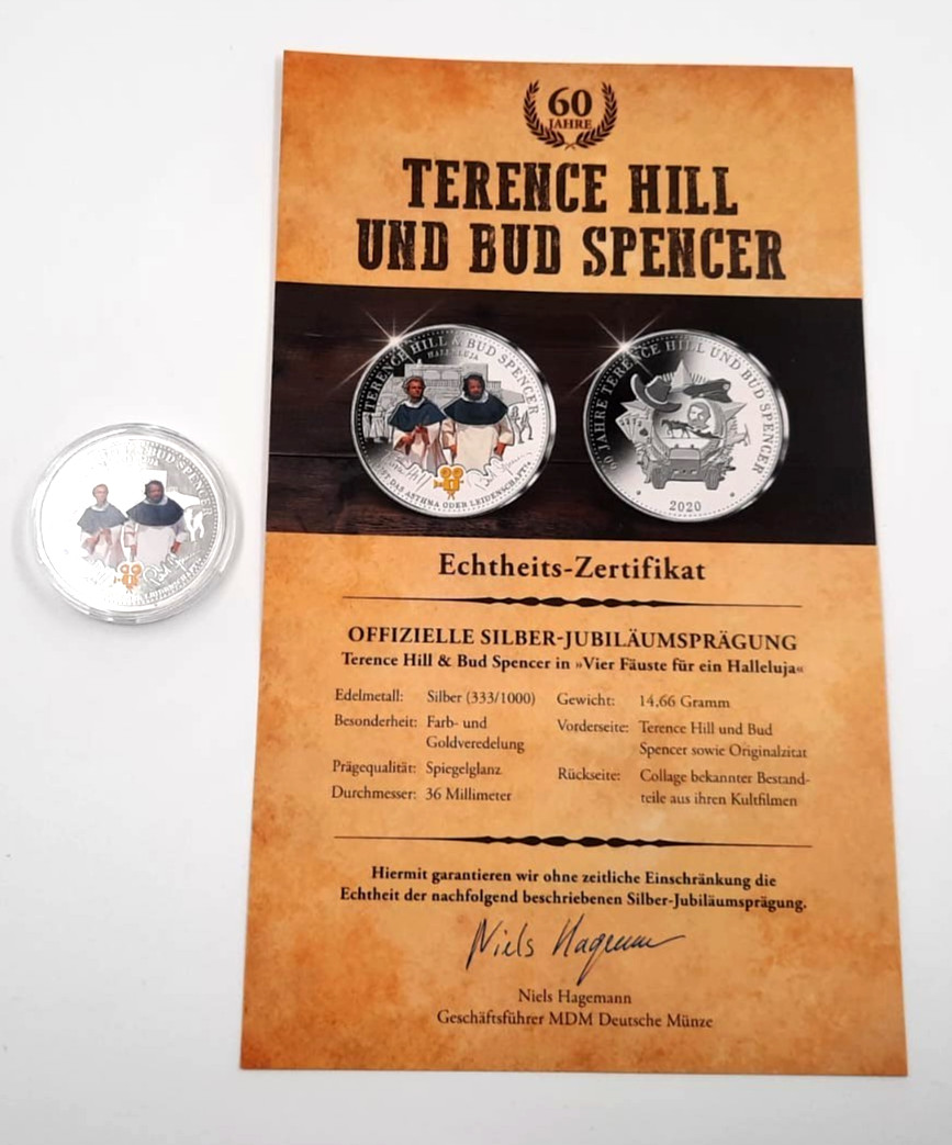 Terence Hill &amp; Bud Spencer - 60 Jahre | 333 Silber | Vier Fäuste für ein Hall. ✅