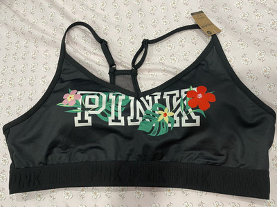 VICTORIA'S SECRET Ultimate Lightly Lined Sports Bra Black White Tropical Size XL