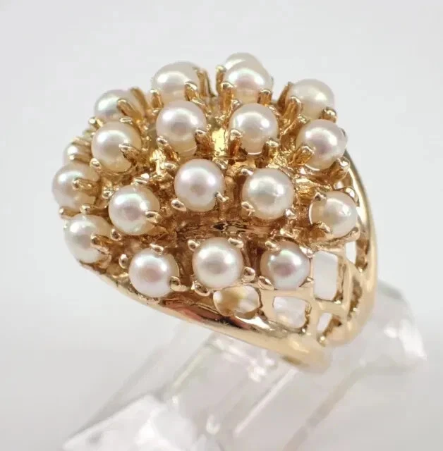 2Ct Round Cut  Natural Pearl Cluster Engagement Ring 14K Yellow Gold Plated - Image 4 of 4