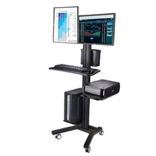 Yessources Adjustable Rolling Computer Cart Mobile Desk Dual Monitors Medical