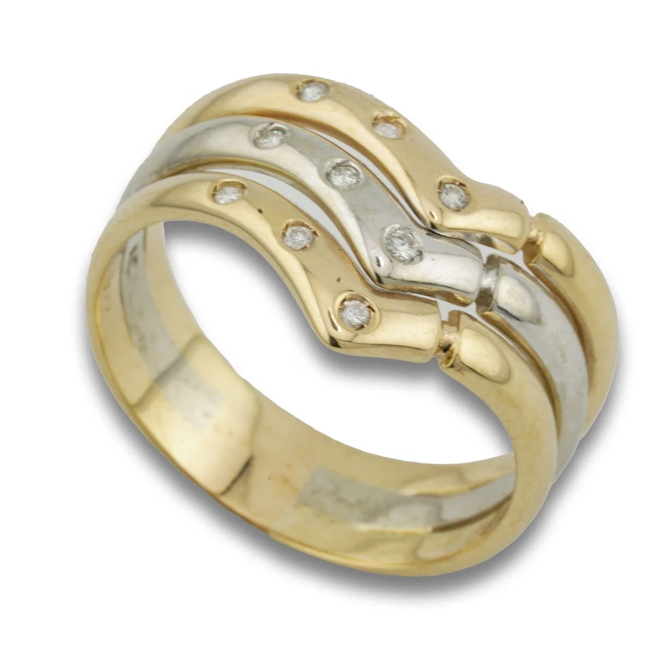 Tricolor Brillant Gold Ring 585 14 Kt 0,08 Ct Gelb-, Weiß-, Roségold Wert 1450,- - Bild 3 von 4