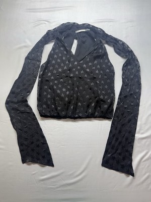 Black Alice + Olivia Long Sleeve Star Print Top Women's Size Small NWT NEW RARE