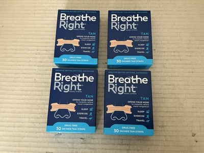 (4) 3M Breathe Right Nasal Strips Original Tan Small/Medium 30 EA , EXP. -2030