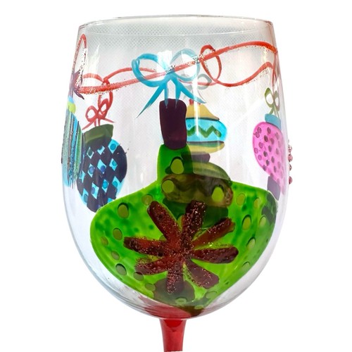 Juego de 2 copas de vino pintadas a mano con pedrería “bola de Navidad copa de vino tinto” - Imagen 11 de 14