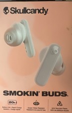 WHITE Skullcandy Smokin' Buds in-Ear Wireless Earbuds, 20 Hr Battery Bone Orange