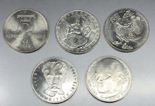 Lot of 5 German 5 Marks 1968D 1971D 1975 1976 1978 .625 World Silver Coins -2266