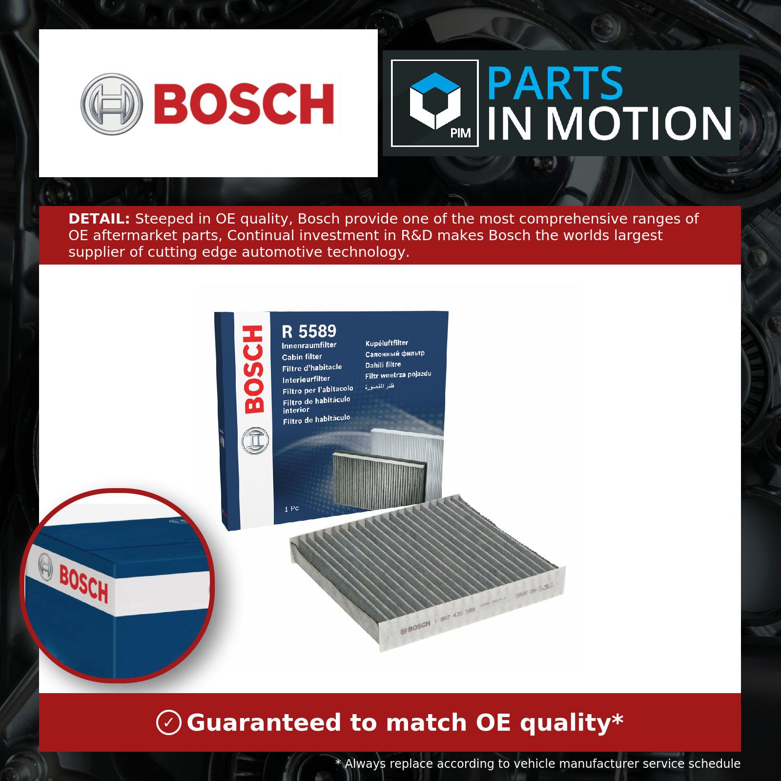 For Abarth - 500C / 595C / 695C 1.4 2011-On Pollen / Cabin Filter Bosch - Image 21