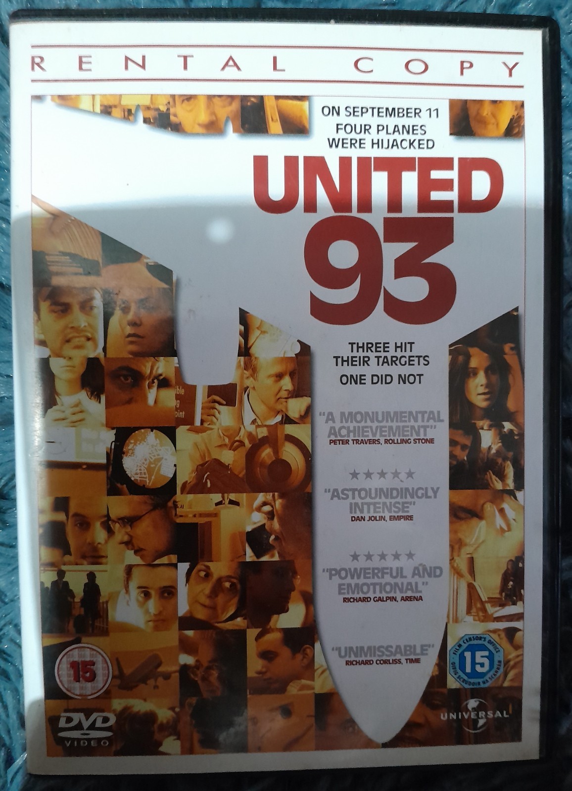 United 93 DVD (Rental Copy), 2006, 15 rating, Drama movie, very good condition