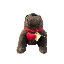 Vintage Dan Dee Plush Bulldog 12-inch Collector's Heart Collar Charm