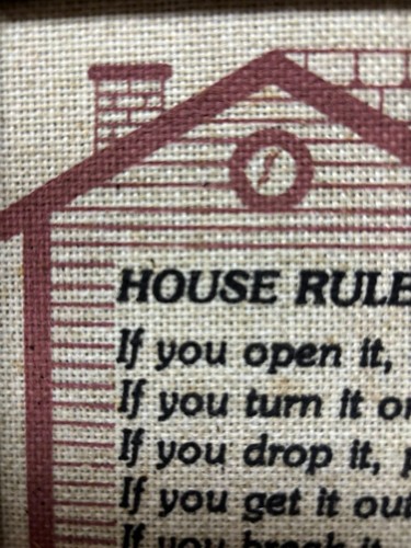 Rustic Country “House Rules” Wall Art – Printed Fabric in Wood Frame – 14x12 Far - Picture 5 of 8