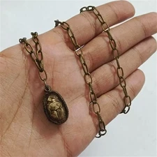 Handmade brass necklace with antique-style scarab pendant Egypt vintage design