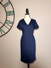 J Crew Dress Navy Blue Short Sleeve Lined Sheath Size 4 NWOT