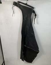 Xpert Black Leather Zip & Snap Legs Belted Chaps Size L