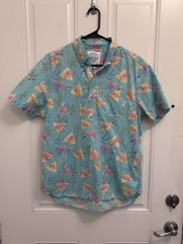 Chubbies Hawaiian Men's 1/2 Button Down Short Sleeve Shirt Flamingos M USA made