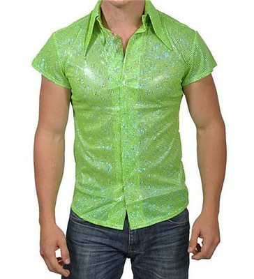 Glitzerhemd Herrenhemd Glitzer Hemd grün Herren Disco Style glitzer 70er Jahre 