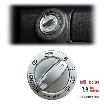 Rotary Push Start Button Cover, Metal Car Engine Start Stop Button Anti Silver