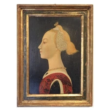 Grand Tour Chromolithograph of a Renaissance Portrait of a Young Woman