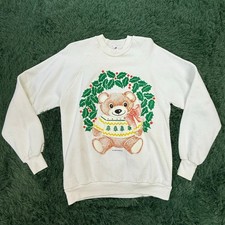 80s Christmas Teddy Bear Large Sweatshirt VTG Unisex 1989