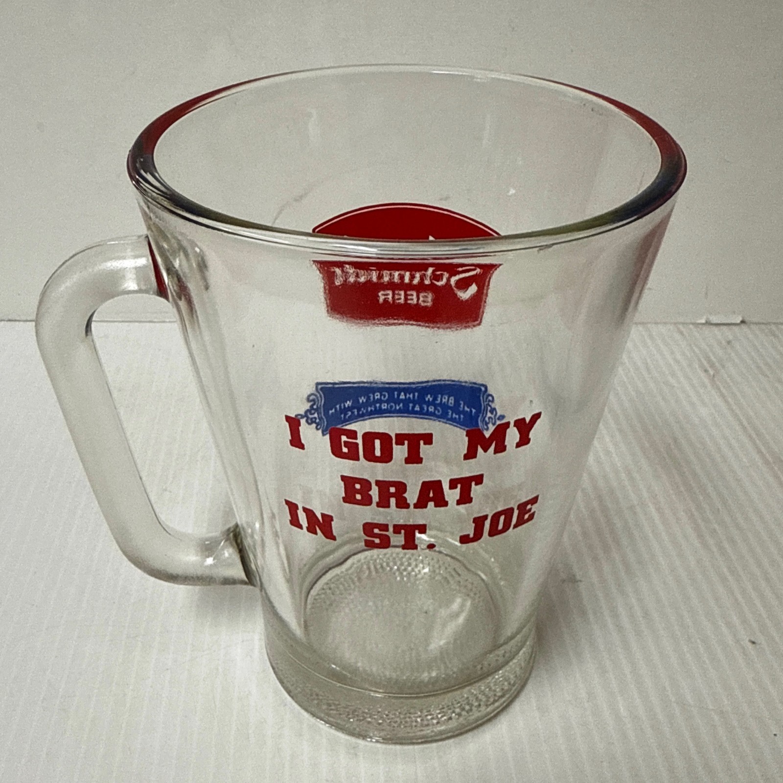 Schmidt Beer Glass Pitcher Mug Stein 32 Oz One Quart No Spout Collectible