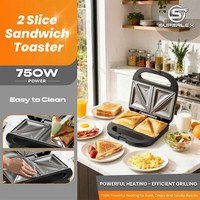 SUPERLEX 2 Slice Sandwich Toaster Electric Deep Fill Toastie Maker Non-Stick SS