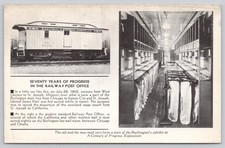 1933 Chicago World's Fair Burlington Route Railway Post Office Car Postcard
