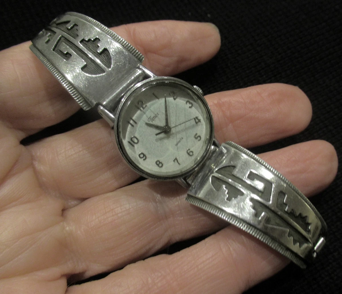 Benally Bros. Sterling Watch Band with Timex watch Timex Weekender Expedition Watches Coffee Brown Alligator  main image 3
