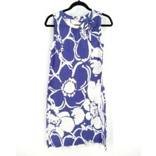 J Crew Pullover Dress Womens S Purple White Sleeveless Knit Retro Floral Cotton