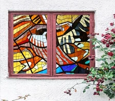 3D Square Pattern A42 Window Film Print Sticker Cling Stained Glass UV Sinsin