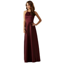 Mori Lee Satin Bridesmaids Dress With Matching Satin Waistband in Bordeaux