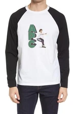 A.P.C. Men's Valerian Graphic Skate Logo Long-Sleeve Tee Anthracite Large NWT