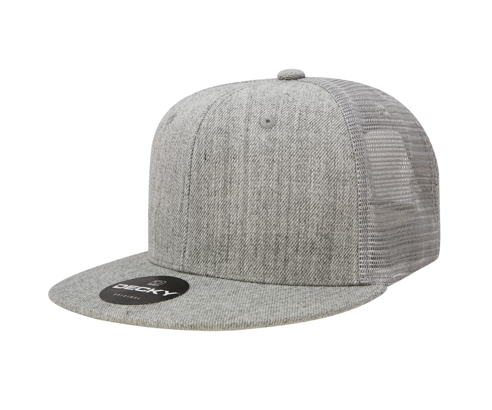 Flat Bill Snapback Trucker Cap &ndash; Solid Blank Plain Mesh Baseball Hat (Decky)