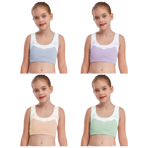 Mädchen Trägershirt Pubertät Crop Top Lauf BH Yoga Büstenhalter Training Bralette Wandern - Bild 5 von 59