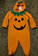 Fall Pumpkin 3-6 MONTH HALLOWEEN ONE PIECE ZIP UP ORANGE OUTFIT