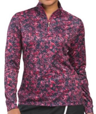 NWT Ladies GREG NORMAN Hot Pink & Navy Blue Long Sleeve Mock Golf Shirt S M  L XL | eBay