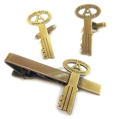 Folger Adam Prison Jail Key Guard Tie Bar Clip Cufflink Cuff Links Set