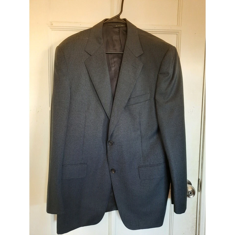 Abrigo Blazer Deportivo Canali 52R Lana Pura Pecho Único Hecho en Italia Negro Foto 3 de 4