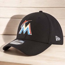  11403320 Mens New Era MLB 39Thirty Diamond Era Flex Fit Cap - Miami Marlins