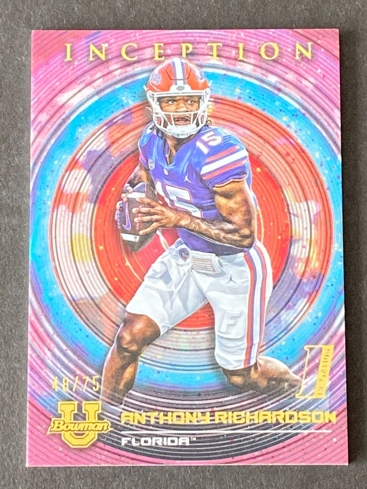 Anthony Richardson 2022 Bowman U Inception #74 Fuchsia Foil #ed 48/75