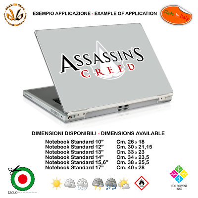 Assasins creed adesivo notebook tablet sticker picture game print pvc 1 pz.