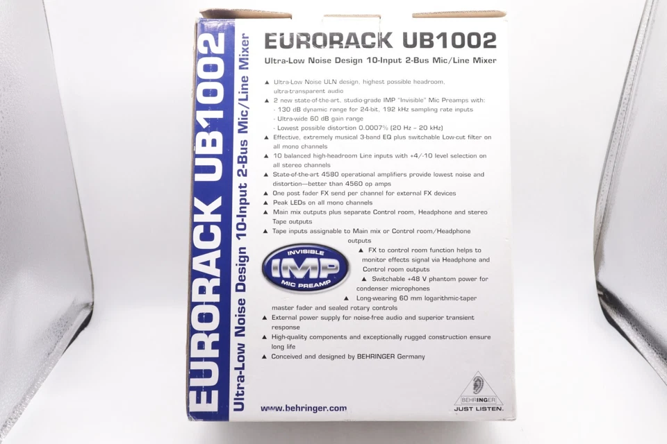 NIB Behringer UB1002 Eurorack 10 Input 2 Bus Mic/ Line Mixer - Image 2 of 4